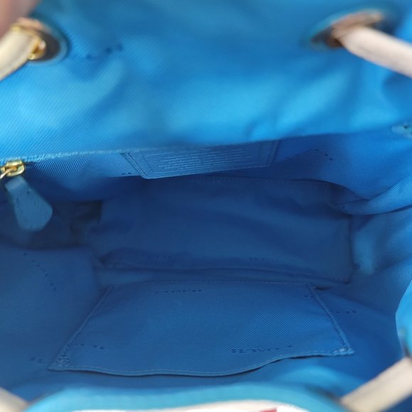 Coach Mini Turnlock Backpack White Leather With Colorblock Edge - Picture 7 of 13